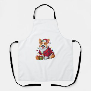 Xmas Lighting Santa Welsh Corgi Dog Christmas Apron
