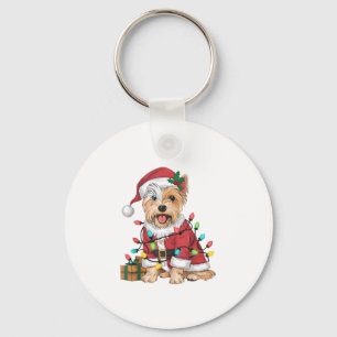 Xmas Lighting Santa Westie Dog Christmas  Key Ring