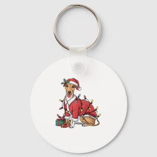 Xmas Lighting Santa Whippet Dog Christmas Key Ring