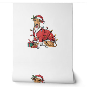 Xmas Lighting Santa Whippet Dog Christmas Wallpaper