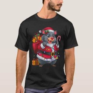 Xmas Lighting Santa Wombat Christmas T-Shirt
