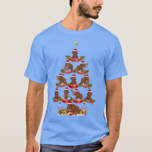 Xmas Lighting Santa Woolly Mammoth Christmas Tree T-Shirt