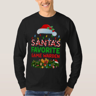 Xmas Lighting Santa's Favourite Game Warden Christ T-Shirt