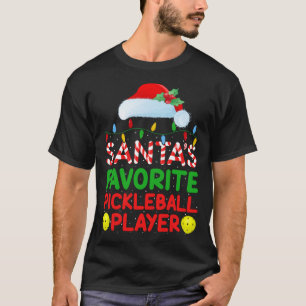 Xmas Lighting Santa's Favourite Pickleball Player T-Shirt
