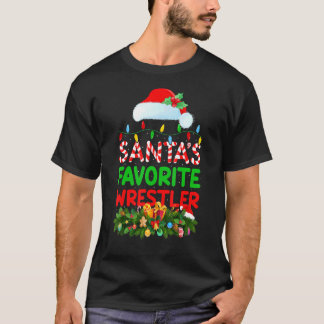 Xmas Lighting Santa's Favourite Wrestler Christmas T-Shirt