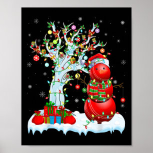 Xmas Lighting Tree Funny Snowman Cricket Ll Christ Poster