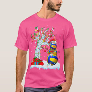 Xmas Lighting Tree Funny Snowman Volleyball Christ T-Shirt