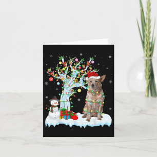 Xmas Lighting Tree Santa Hat Australian Cattle Dog Card