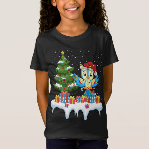 Xmas Lighting Tree Santa Hat Bluebird Christmas T-Shirt