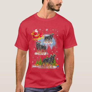 Xmas Lighting Tree Santa Riding Doberman Pinscher  T-Shirt