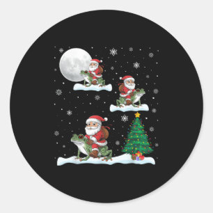 Xmas Lighting Tree Santa Riding Ison Dart Frog Chr Classic Round Sticker