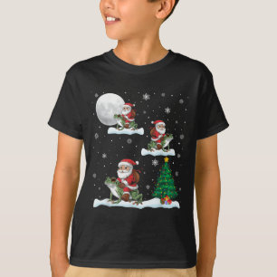 Xmas Lighting Tree Santa Riding Ison Dart Frog Chr T-Shirt
