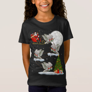 Xmas Lighting Tree Santa Riding Snowy Owl Bird Chr T-Shirt
