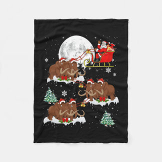 Xmas Lighting Tree Santa Riding Woolly Mammoth Chr Fleece Blanket