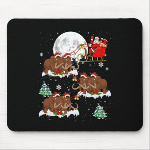 Xmas Lighting Tree Santa Riding Woolly Mammoth Chr Mouse Mat