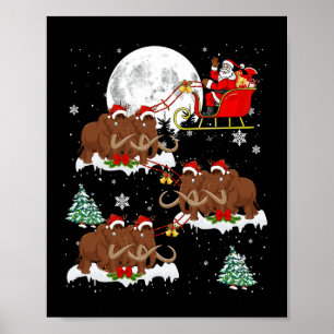 Xmas Lighting Tree Santa Riding Woolly Mammoth Chr Poster