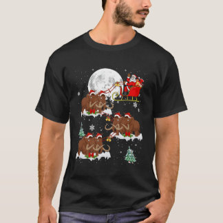 Xmas Lighting Tree Santa Riding Woolly Mammoth Chr T-Shirt