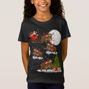 Xmas Lighting Tree Santa Riding Woolly Mammoth Chr T-Shirt