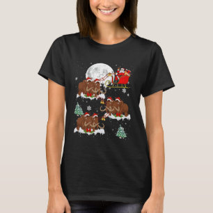 Xmas Lighting Tree Santa Riding Woolly Mammoth Chr T-Shirt