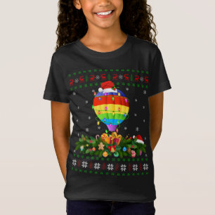 Xmas Lighting Tree Santa Ugly Hot Air Balloon Chri T-Shirt