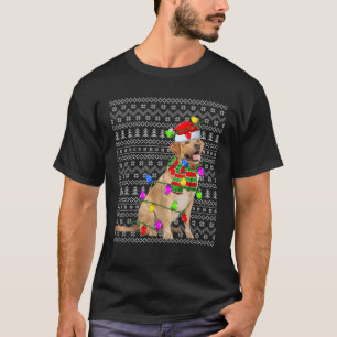 Xmas Lighting Ugly Santa Golden Retriever Dog Chri T-Shirt