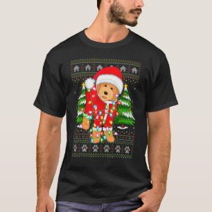 Xmas Lighting Ugly Santa Goldendoodle Christmas T-Shirt