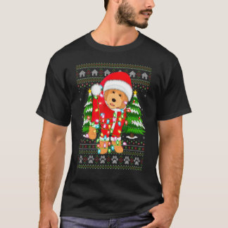 Xmas Lighting Ugly Santa Goldendoodle Christmas T-Shirt