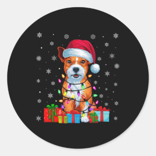 Xmas Lights American Staffordshire Terrier Dog Chr Classic Round Sticker