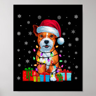 Xmas Lights American Staffordshire Terrier Dog Chr Poster