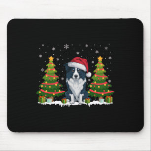 Xmas Lights Border Collie Dog Santa Hat Christmas  Mouse Mat