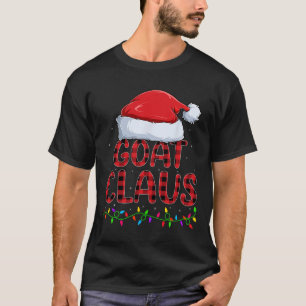 Xmas Lights Buffalo Plaid Goat Santa Claus Christm T-Shirt