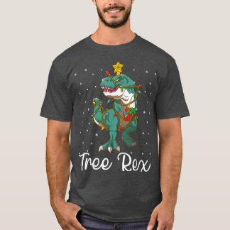 Xmas Lights Christmas Dinosaur Tree Re 905  T-Shirt