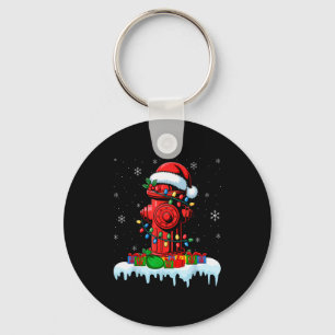 Xmas Lights Fire Hydrant Firefighter Christmas  Key Ring