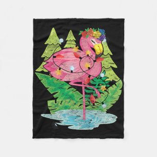 Xmas Lights Flamingo Bird Animal Tropical Christma Fleece Blanket
