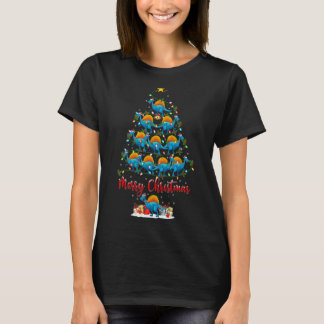 Xmas Lights Funny Santa Spinosaurus Dinosaur Chris T-Shirt