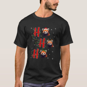 Xmas Lights HO HO HO Red Panda Funny Ugly Christma T-Shirt