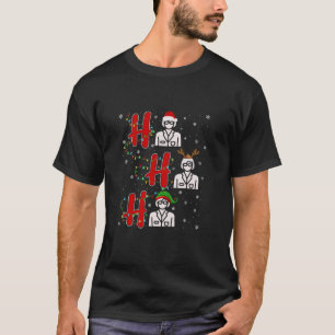 Xmas Lights HO HO HO Social Worker Funny Ugly Chri T-Shirt