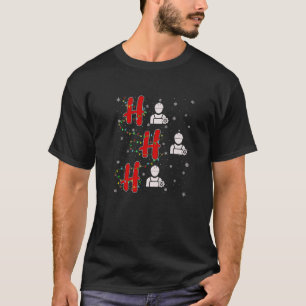Xmas Lights HO HO HO Technician Funny Ugly Christm T-Shirt