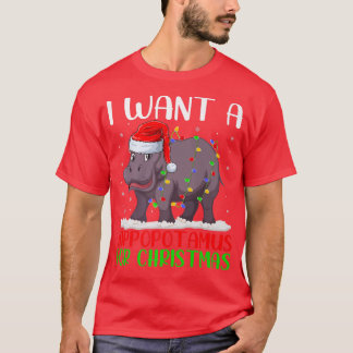 Xmas Lights I Want A Hippopotamus For Christmas  T-Shirt