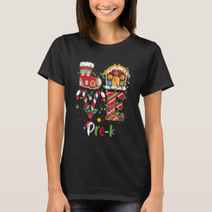 Xmas Lights Love Pre K Teacher Christmas T-Shirt