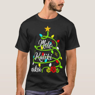 Xmas Lights Mele Kalikimaka Hawaiian Christmas Tre T-Shirt