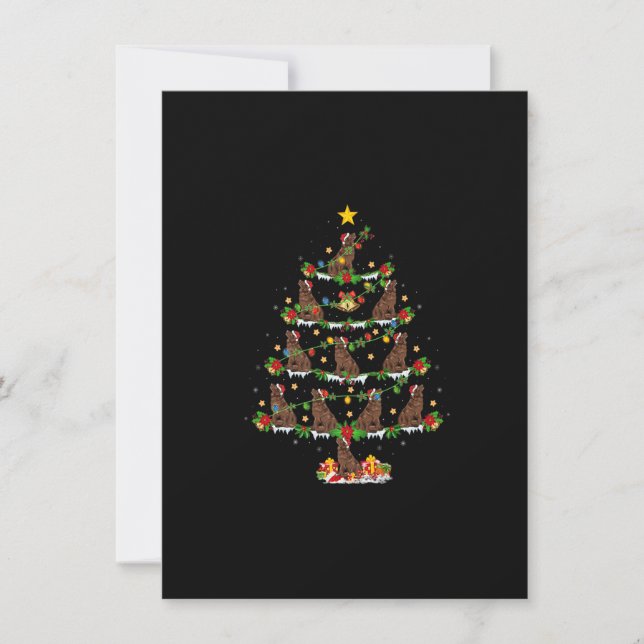 Xmas Lights Newfoundland Dog Christmas Tree Premiu Invitation (Front)