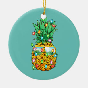 Xmas Lights Pineapple Sunglasses Summer Christmas Ceramic Tree Decoration