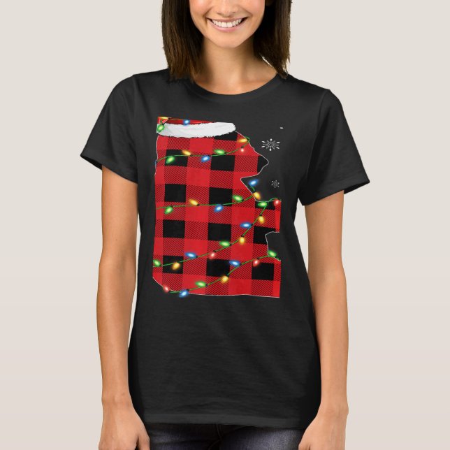 Xmas Lights Red Buffalo Plaid Panda Christmas Paja T-Shirt (Front)