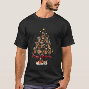 Xmas Lights Santa Airedale Terrier Dog Christmas T T-Shirt