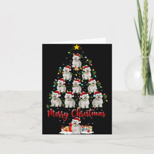 Xmas Lights Santa Bichon Frise Dog Christmas Tree Card