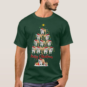 Xmas Lights Santa English Bulldog Christmas Tree T-Shirt