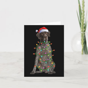 Xmas Lights Santa German Shorthaired Inter Dog Chr Card