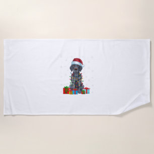 Xmas Lights Santa German Shorthaired Pointer Dog C Beach Towel
