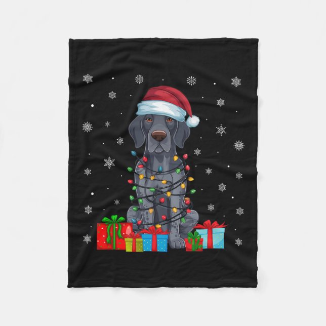 Xmas Lights Santa German Shorthaired Pointer Dog C Fleece Blanket (Front)
